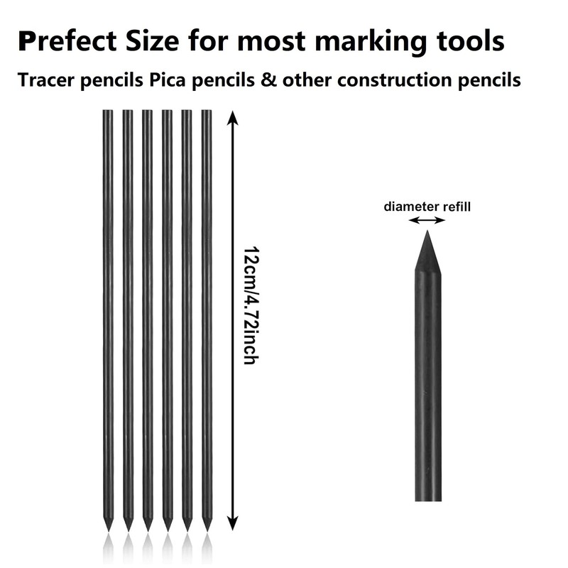 48Pcs 2.8mm Carpenter Pencil Refills Solid Replacements for Tracer &