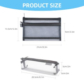 6 Pack Mesh Pencil Case, Portable Clear Pencil Case, Zipper Mesh Bags Multifunctional Clear Nylon Pencil Case Pouch Storage Organizer Stationery Pouch for School Office Supplies Travel Accessories
