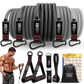E.Z.D Resistance Bands Set: Exercise Bands with Handles, Door Anchor, Ankle Straps for Heavy Resistance Training, Physical Therapy, Muscle Training, Yoga, and Home Workouts.
