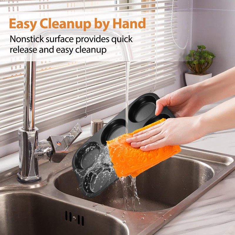 E-far Muffin Top Pan Set of 2, Nonstick 6-Cavity Shallow