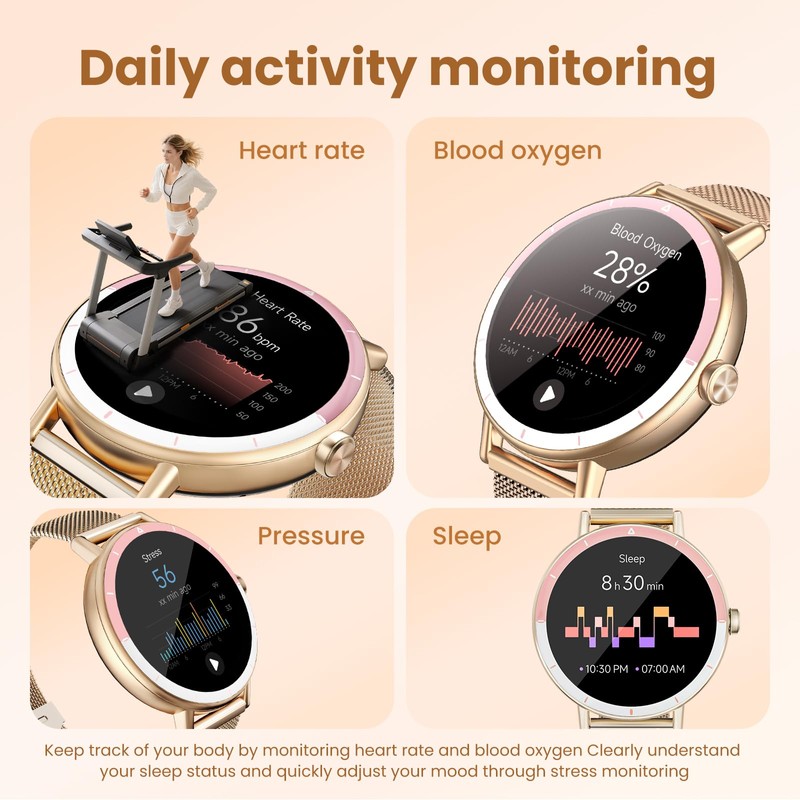 KEEPONFIT Smart Watches for Women Android/iPhone, IP68 Waterproof Fitness Tracker