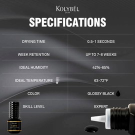 KOLYBEL Eyelash Extension Glue / 7-8 Weeks Retention/0.5-1 Sec Drying Time/5ml Black Caro Lash Extension Adhesive/Professional Lash Artist & Salon Use(Caro M05,5ml)
