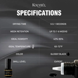 KOLYBEL Eyelash Extension Glue / 7-8 Weeks Retention/0.5-1 Sec Drying Time/5ml Black Caro Lash Extension Adhesive/Professional Lash Artist & Salon Use(Caro M05,5ml)