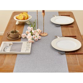 MAIBAOTA Light Grey Waterproof Table Runner Farmhouse Rustic Seasonal Table Runners for Kitchen Dining Table Decorations Wedding Christmas Birthday Party Decor 40 x 140 cm (16 x 55")