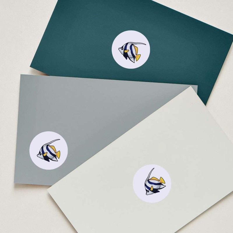 24 x 40mm Round 'Angel Fish' Stickers (SK00018570)
