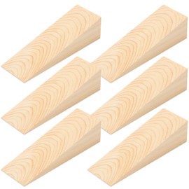 Large Wooden Door Stop Stopper Wedge, 6 Pack Soild Wood Non-Slip Doorstop Wedge with Sturdy and Durable, Security Door Stopper Fit for Bottom of Door On Tile, Concrete, Carpet, Wooden Floor (6 Pack)