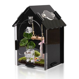 Jumping Spider Enclosure Kit, 3.15x3.15x5.6 Inch Acrylic Terrarium with Magnetic Lock & Feeding Hole, Escape-Proof Mini Habitat for Tarantula, Mantis, Reptiles, Cricket Keeper