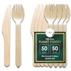Planet Pantry Disposable Birchwood Cutlery Set Wooden Bamboo-Like for Party