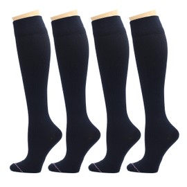 4 Pairs Pack Women's Dr. Motion Graduated Compression Knee High Socks (Solid All Navy)