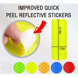 GEOCCI 40 PCS Reflective Safety Tape Stickers 1.2″ x 3.15″ Safety Warning Tape for Helmets, Cars, Mailboxes & More (Fluorescent-Yellow-Green)