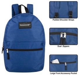 Trail maker 24 Pack Classic 17 Inch Backpacks in Bulk Wholesale Back Packs for Boys and Girls