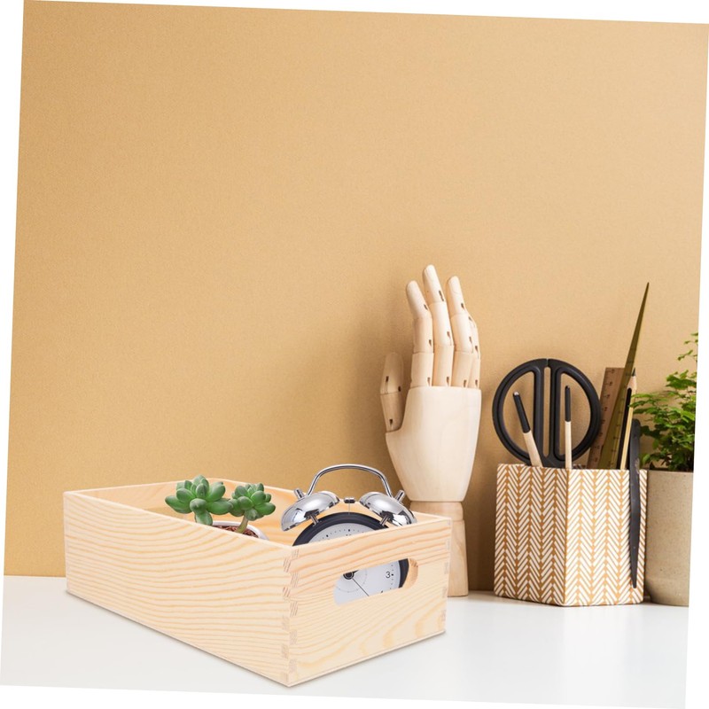 TEHAUX Box Solid Wood Storage Box with Handles Small Tool