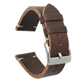 VintageTime Watch Straps - Vintage Style Calf Leather Replacement Watch Band | 18mm, 20mm, 22mm (20mm, Dark Brown)