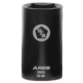 ARES 29026-13/16" 5-Point Impact Socket – 3/8-Inch Drive Socket with Durable Chrome Moly Construction – Removes and Installs Penta Nuts and Bolts for Utility Service and More 