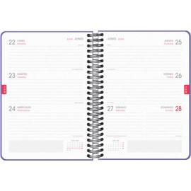 Dohe - School Agenda 2025 2026 - Weekly Overview, Size A5 (15 x 21 cm), Spanish and English, Double Spiral Binding and Elastic Band, Hard Cover, 4 Sticker Pages - Colour Vibes Purple