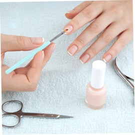 FOMIYES 2pcs Nail Art Brushes Gradient Blue Nail Clean up Brushes with Protective Caps for Cleaning Fingernails Round Angled Heads Durable Design