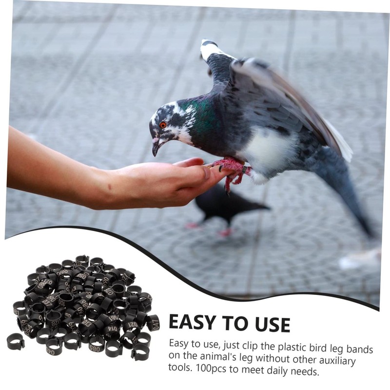 Hohopeti Pigeons Leg Rings 100 Pack Plastic Clip Rings for