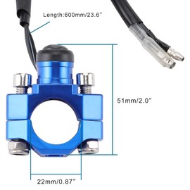 GOOFIT 7/8" 22mm Handlebar 2 Wire CNC Kill Stop Switch Replacement for YZ250 YZ450 WR250 WR450 ATV Scooter Quad Moped Dirt Bike Blue