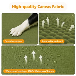 Elevated Dog Beds Large Sized Dog, Raised Outdoor Bed Waterproof and Washable Canvas, Chew Proof Indoor Pet Hammocks, Green