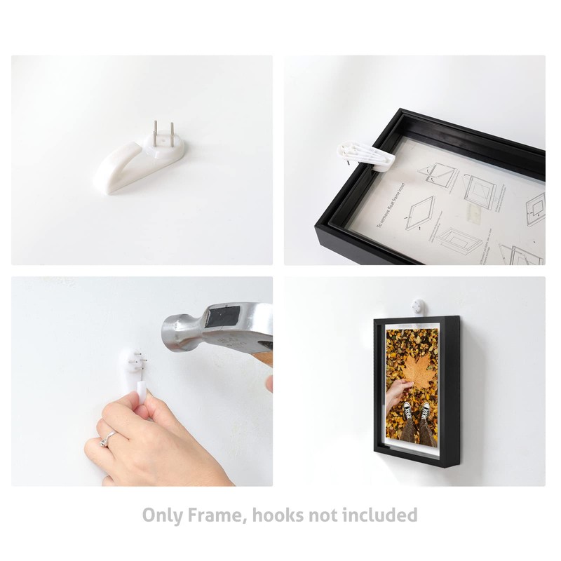 Frametory, Floating Picture Frame 11x14 - Black Aluminum Metal Photo