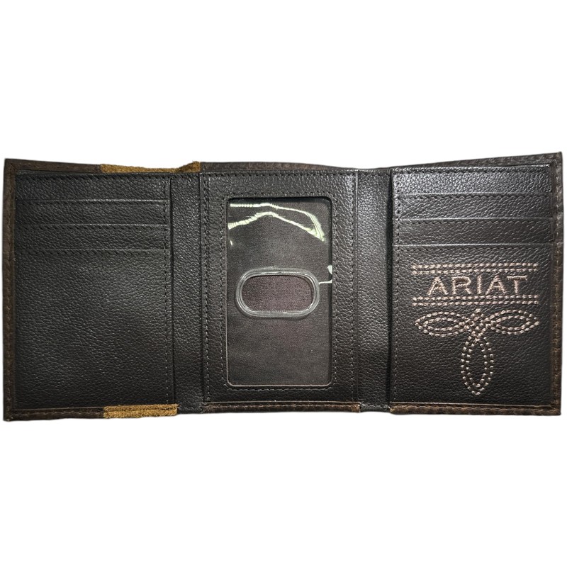 Custom Skull ARIAT RoughRider Leather and Suede Trifold Wallet
