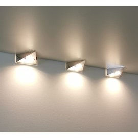 Trango Cook 6739-32N Kitchen Under-Unit Light with 3x 4.8 Watt LED Module 3000 K Warm White Recessed Spotlight Stainless Steel Triangle Light with Switch Cabinet Light Kitchen Light Set of 3
