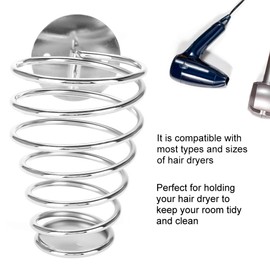 Soporte para Secador de Cabello de Acero inoxidable, Base para Secadora de Cabello montaje en espiral de acero montado en la pared para la decoración de almacenaje del organizador de baño Salon