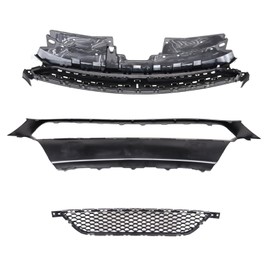 3PCS Front Bumper Molding & Upper & Lower Grille Set 1UT51TZZAA, 68081408AE, 68081409AA Compatible With 2013 2014 2015 2016 Do-dge Dart