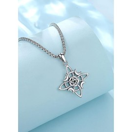 CELESTIA Protection Pentagram Chain 925 Silver Celtic Knot Pendant Necklace Wicca Witch Witch Jewellery Amulet Esoteric Gift Women, Sterling Silver, No Gemstone