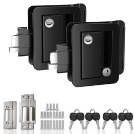 RV Door Locks Replacement Upgraded RV Door Latch with Paddle Deadbolt Zinc Alloy Camper Door Handle Latch Travel Trailer Entry Door Lock with Keys for Camper Horse Cargo Hauler 2 Pack White