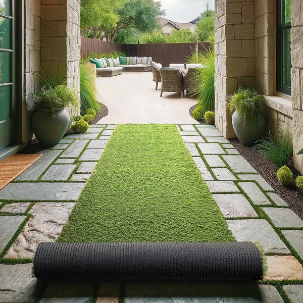 Sweet Home Stores Waterproof Easy-Clean Solid Grass 3x10 Indoor/Outdoor Artificial