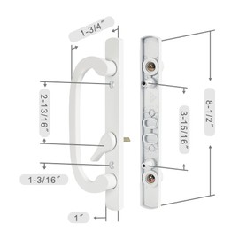 MaxxGeek Sliding Patio Door Handle Set with Mortise Lock, Zinc Diecast, Offset Thumbturn, Fits 1-5/8" to 1-3/4" Door Thick, 3-15/16" Hole Spacing, Non-Handed, White