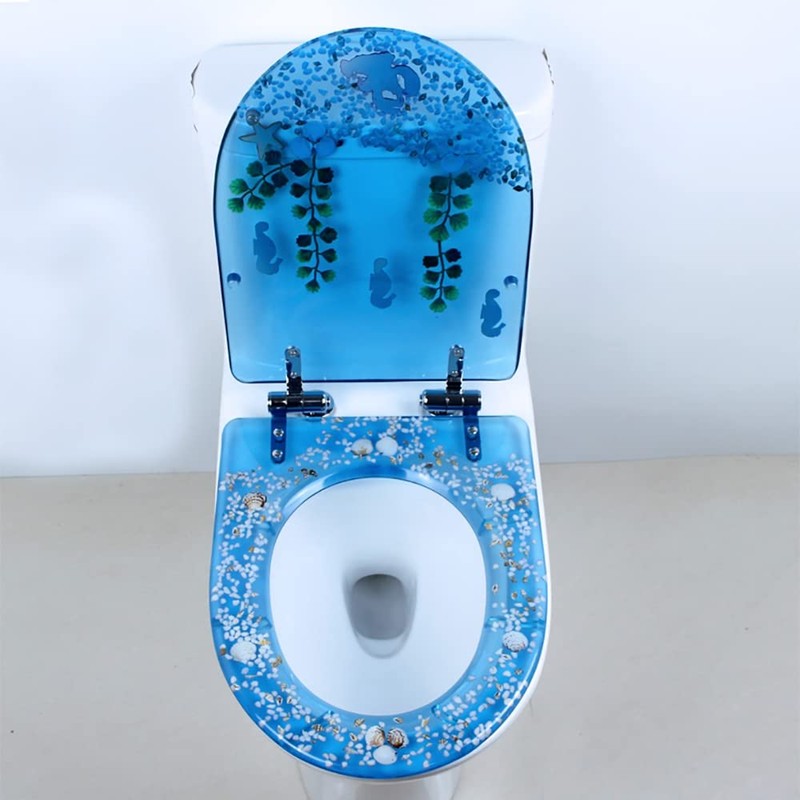 Resin Toilet Seat, Round Soft Close Quick Release 3D Effects