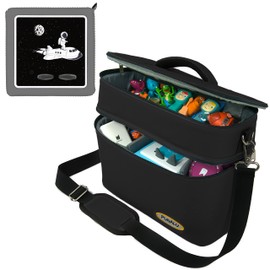 PUNALU Large bag for Toniebox including protective film suitable for Toniebox, space for 68 Tonies, set Toniebox bag + Toniebox sticker (Astronaut 1 black)