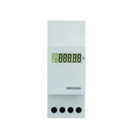 GRÄSSLIN 05.25.0007.1 taxxo 9403 HS - Digital Operating Hour Counter I 2TE I Hour Meter I Synchronous Motor Drive I Mounting on DIN Rail I 220-240 V I Grey