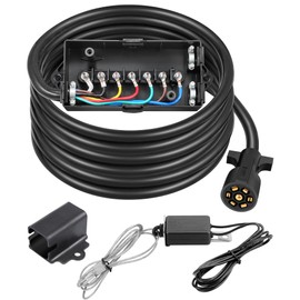 PARTSam 7 Way Trailer Wiring Harness Kit 8ft Trailer Cord 12V Breakaway Switch and Plug Holder Trailer Connector Cable Wiring Harness with 7 Gang Junction Box Waterproof