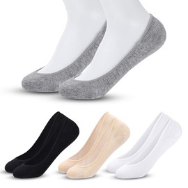 MELLIEX 4 Pairs of Invisible Ballerina Socks Women's Breathable Short Thin Socks, Black, white, grey, nude