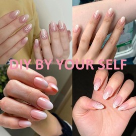 False Nails Tips Set, 240 Pieces, French False Nails for Sticking, Artificial Nails, Short Square Nail Art, Manicure Fake Nails for Women, Oval Gradient 06