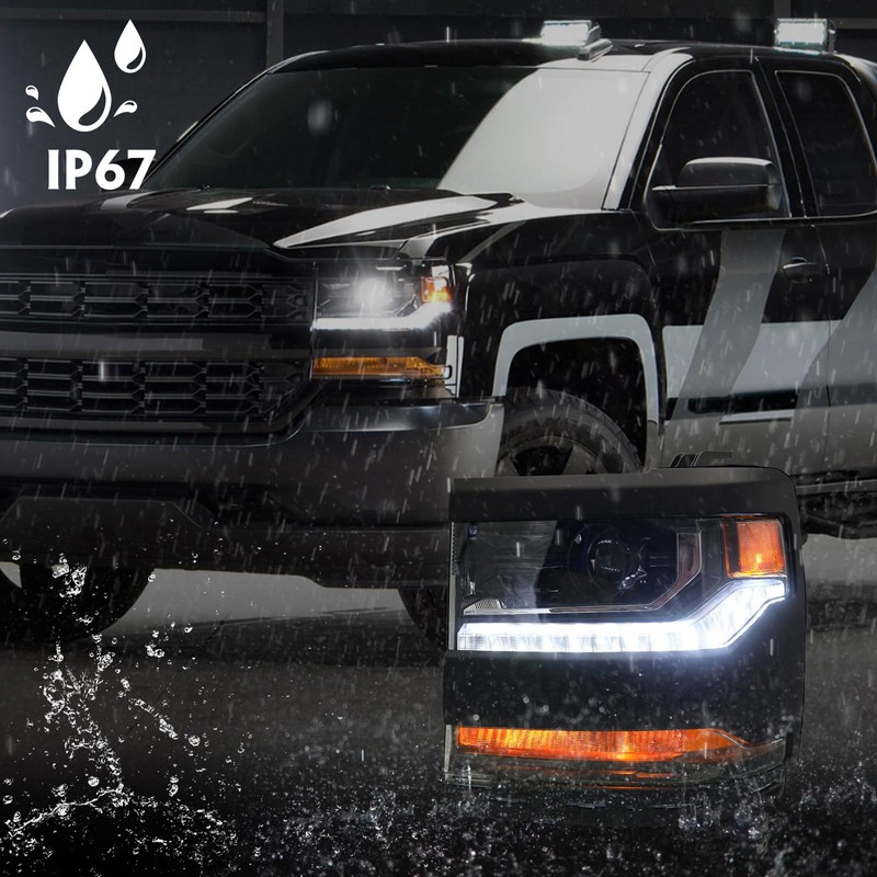 FIONE HID Headlight Assembly Compatible with Chevy Silverado 1500 2016-2018/2019