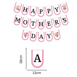 Happy Mother's Day Banner Set Decoration for Mother's Day Party Decorations Backdrop Garland for Mom Mother's Day Glitter Garland Photo Props (Pink Tea Cup)