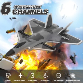 ITEFDTUTNE RC Plane 3 Channel Brushless Foam Glider Plane, 40 kmh Remote Control - Fly Vertically, Inverted & Tumble, Large RC Airplane Toy for Adults Kids Beginners Boys Gifts