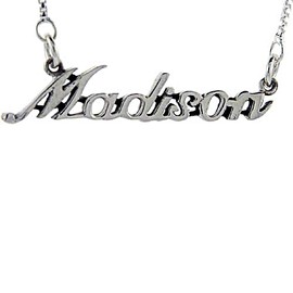 Sterling Silver Name Necklace Madison 3/8 Inch, 17 Inches Long