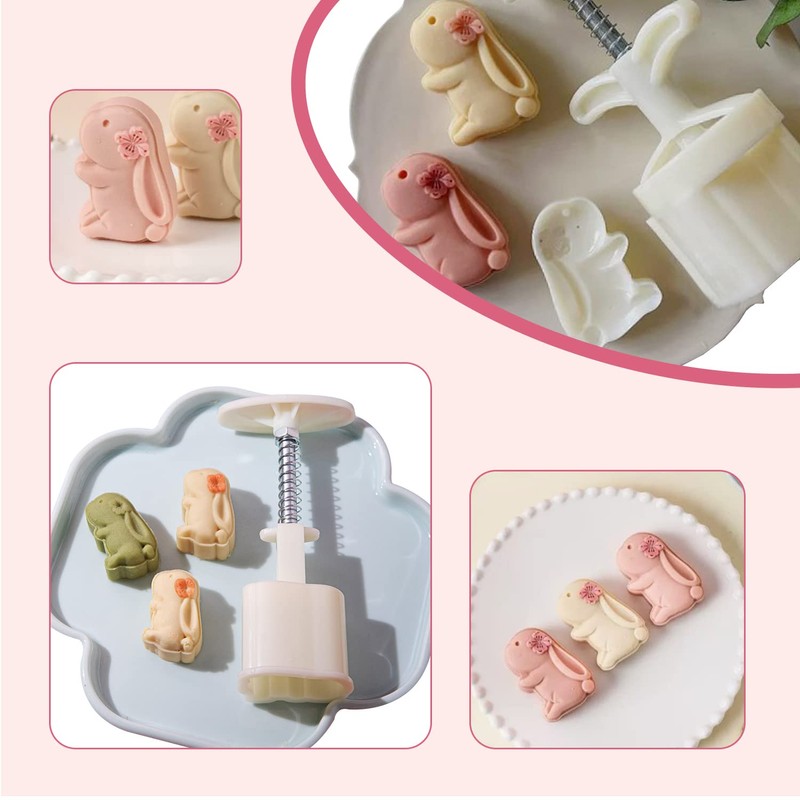 Mooncake Press Molds，Hand Press mooncake Dessert DIY with Stamps Flower