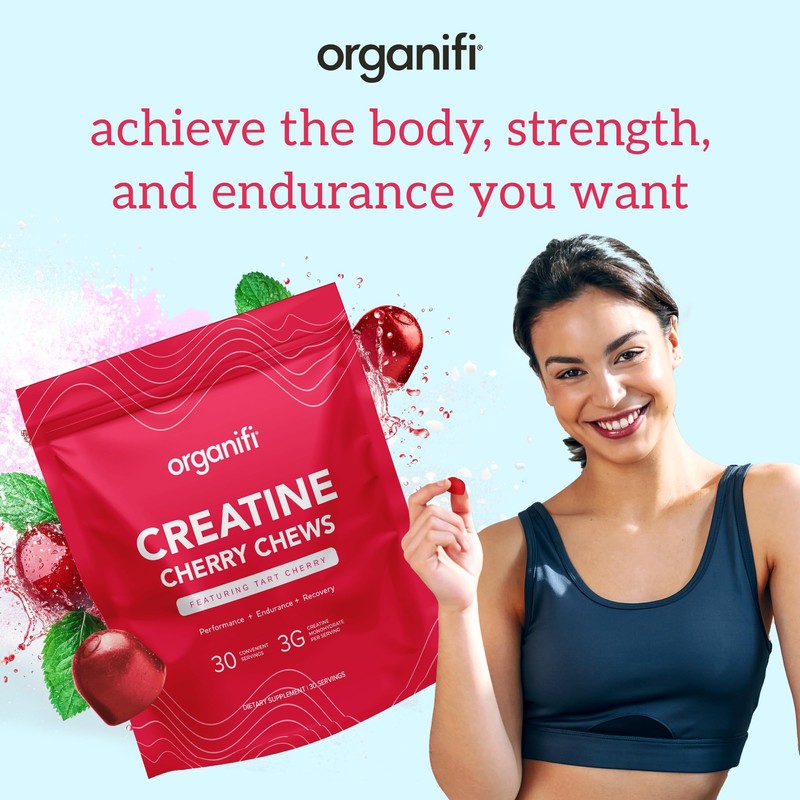 Organifi Creatine Chews - Premium Cherry Chews to Perform, Look,