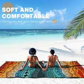 Spardar Beach Blanket, Extra Large Beach Blanket Waterproof Sandproof, Quick Drying Lightweight Foldable 71''*87'' Beach Mat fits 2-6 People for Beach, Picnic and Vacation