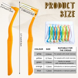 Honeydak 20 Pcs L-Shaped Interdental Brushes 5 Sizes Dental Braces Toothbrush Soft with Non-Slip Handle Angled Head Tooth Picks Floss Sticks Dental Floss Brushes for Oral Cleaning