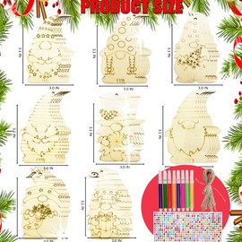 40 Pcs DIY Christmas Wooden Ornaments Unfinished Wood Slices to Paint with 8 Styles,Wooden Christmas Ornaments Crafts,DIY Santa Claus Christmas Tree Ornaments kit for Kids,DIY Christmas Tree Crafts