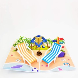 Beach Pop Up Retirement Card - Birthday Card, Congratulations Card, Retirement Card, Fathers Day, Mothers Day | Pop Card Express (Beach Pop Up Card (Blue))