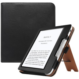 VOVIP Stand Case for 7 Inch Tolino Vision Colour (2024)/Vision 6 (2021) & Kobo Libra Colour (2024)/Libra 2 (2021), Premium PU Leather Stand Cover with Auto Sleep/Wake and Wrist Strap - Black