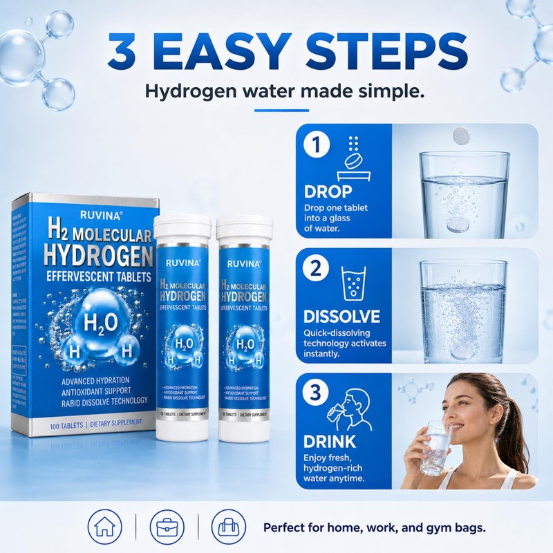 Molecular Hydrogen Tablets, 100 Pcs Hydrogen Water Tablets, Lemon Raspberry